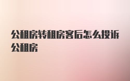 公租房转租房客后怎么投诉公租房