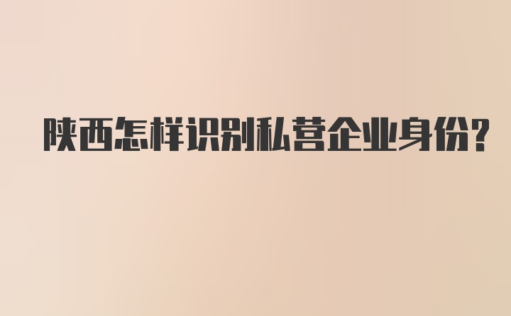 陕西怎样识别私营企业身份？