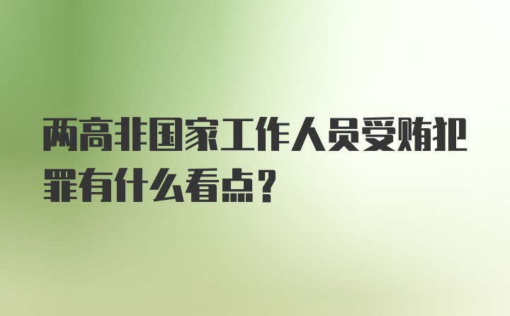 两高非国家工作人员受贿犯罪有什么看点？