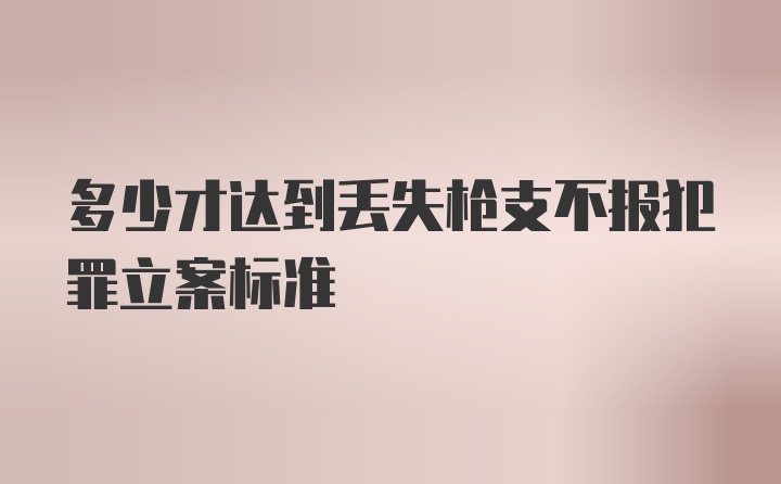 多少才达到丢失枪支不报犯罪立案标准