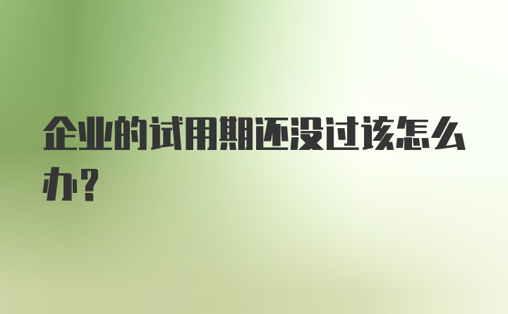 企业的试用期还没过该怎么办？