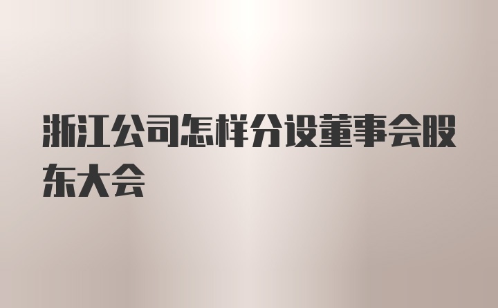 浙江公司怎样分设董事会股东大会