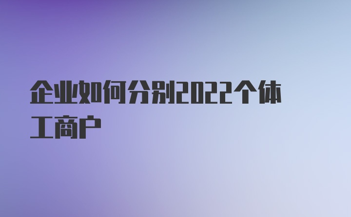 企业如何分别2022个体工商户