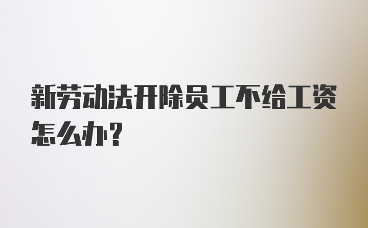 新劳动法开除员工不给工资怎么办？