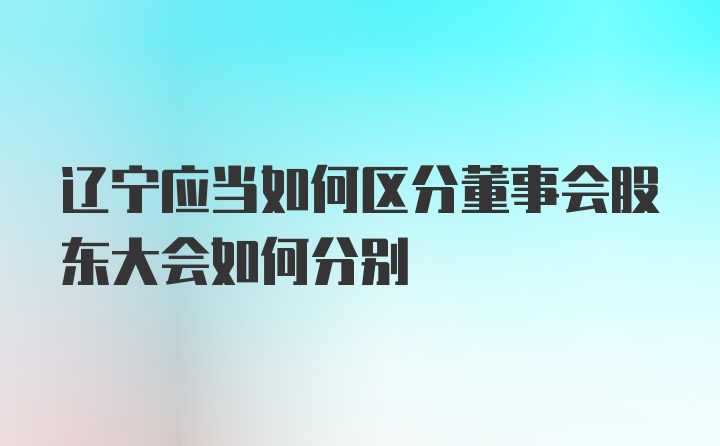 辽宁应当如何区分董事会股东大会如何分别