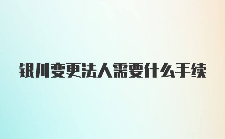 银川变更法人需要什么手续