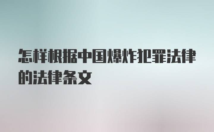 怎样根据中国爆炸犯罪法律的法律条文