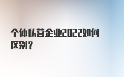 个体私营企业2022如何区别？