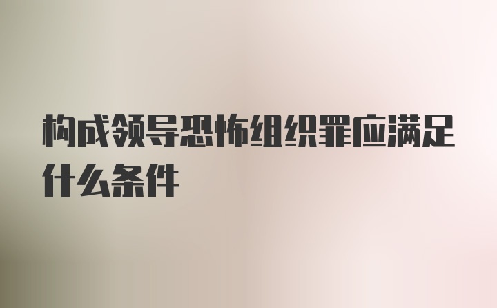 构成领导恐怖组织罪应满足什么条件