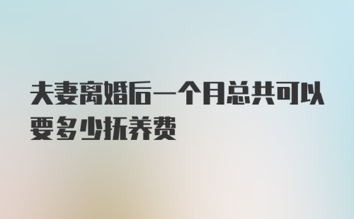 夫妻离婚后一个月总共可以要多少抚养费