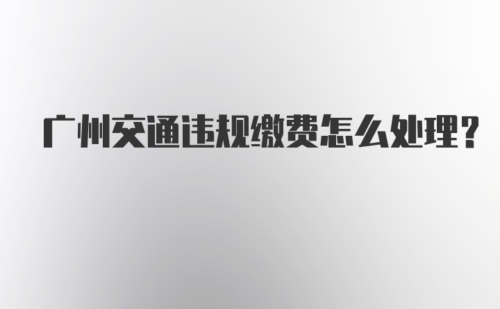 广州交通违规缴费怎么处理？