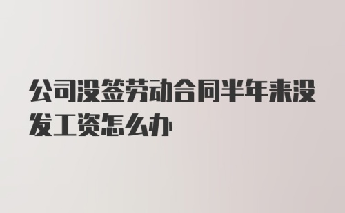 公司没签劳动合同半年来没发工资怎么办