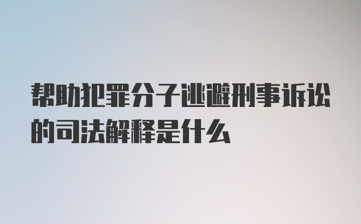 帮助犯罪分子逃避刑事诉讼的司法解释是什么