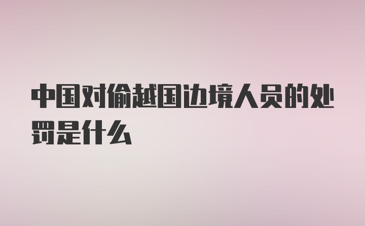 中国对偷越国边境人员的处罚是什么