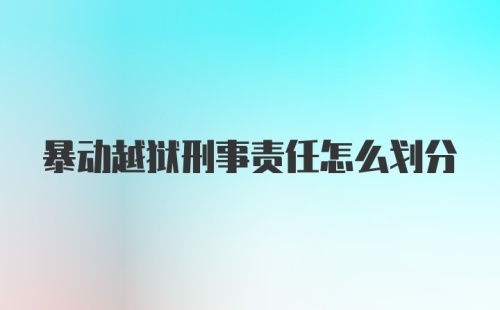 暴动越狱刑事责任怎么划分