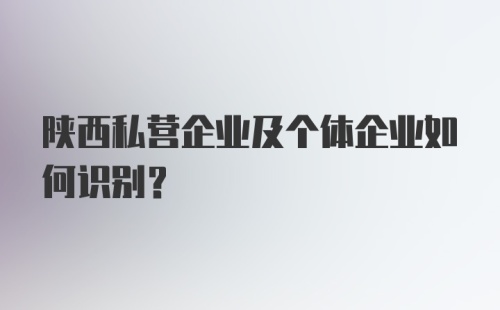 陕西私营企业及个体企业如何识别？