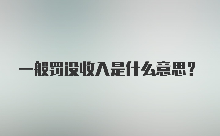 一般罚没收入是什么意思？