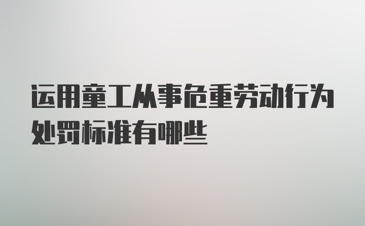 运用童工从事危重劳动行为处罚标准有哪些