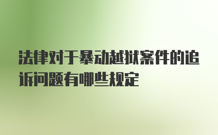 法律对于暴动越狱案件的追诉问题有哪些规定