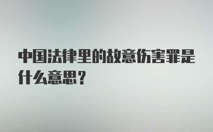 中国法律里的故意伤害罪是什么意思？