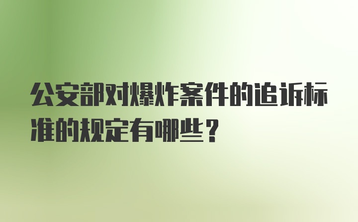 公安部对爆炸案件的追诉标准的规定有哪些？