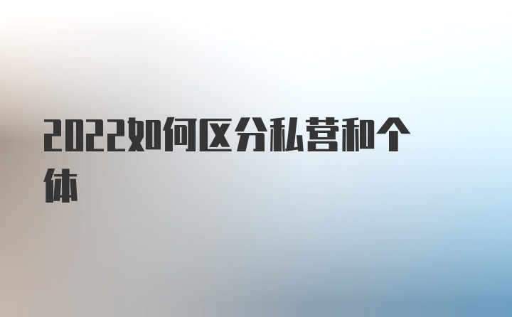 2022如何区分私营和个体