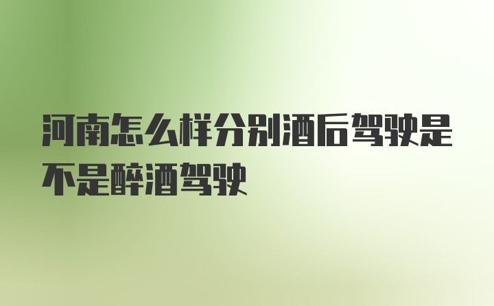 河南怎么样分别酒后驾驶是不是醉酒驾驶