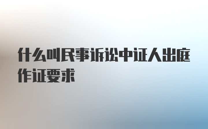 什么叫民事诉讼中证人出庭作证要求