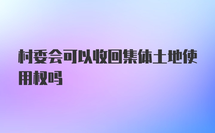 村委会可以收回集体土地使用权吗