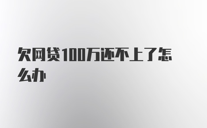 欠网贷100万还不上了怎么办