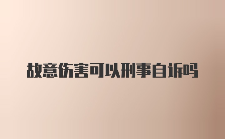 故意伤害可以刑事自诉吗