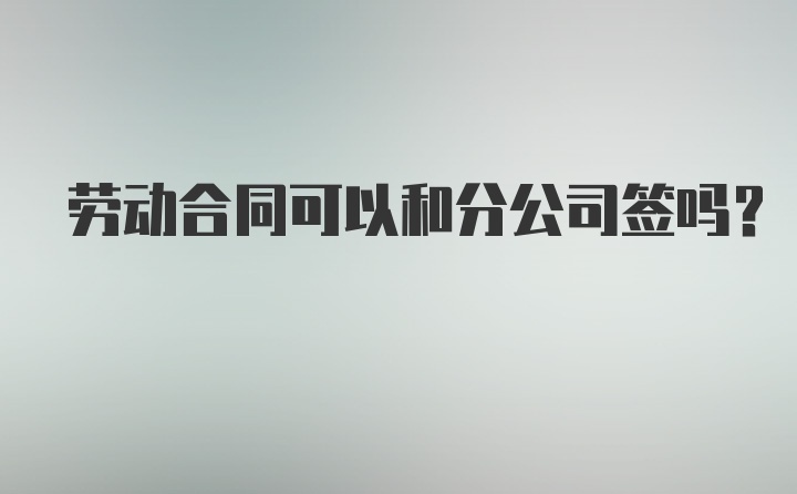 劳动合同可以和分公司签吗?