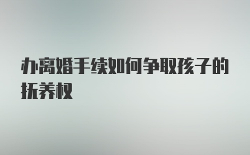 办离婚手续如何争取孩子的抚养权