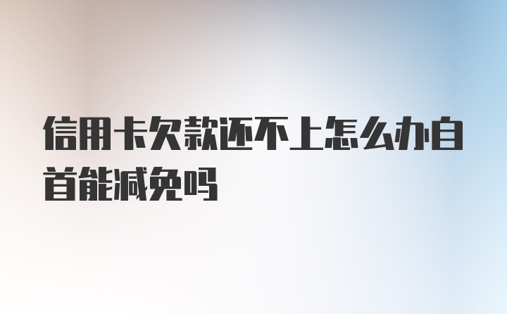 信用卡欠款还不上怎么办自首能减免吗