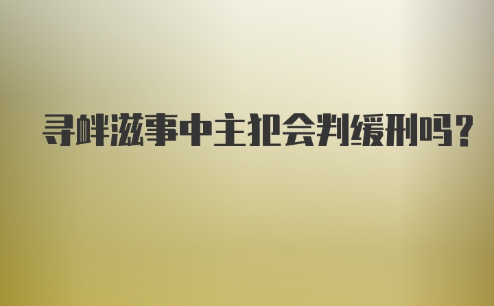 寻衅滋事中主犯会判缓刑吗？