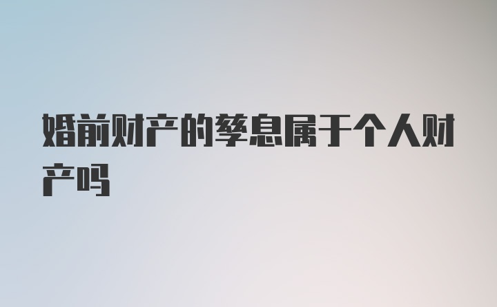 婚前财产的孳息属于个人财产吗