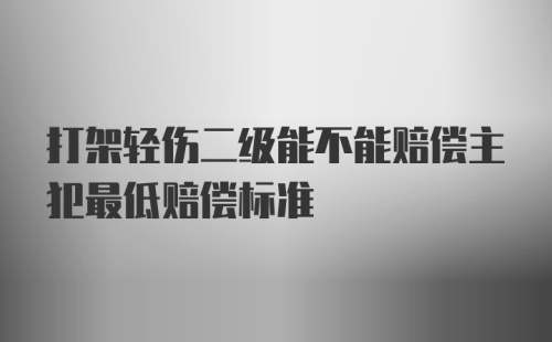 打架轻伤二级能不能赔偿主犯最低赔偿标准