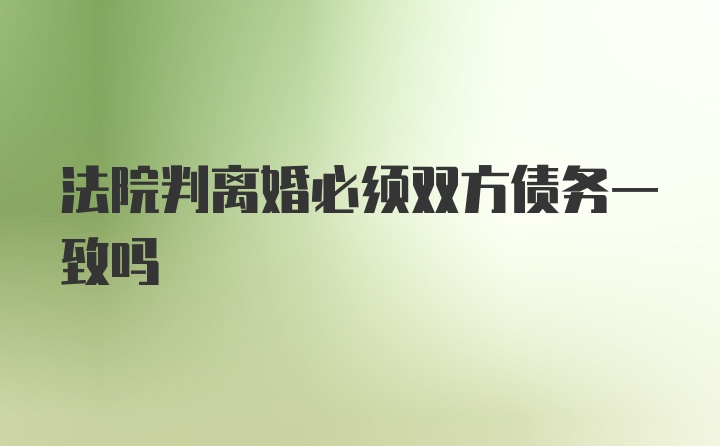 法院判离婚必须双方债务一致吗