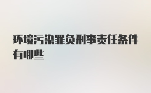 环境污染罪负刑事责任条件有哪些