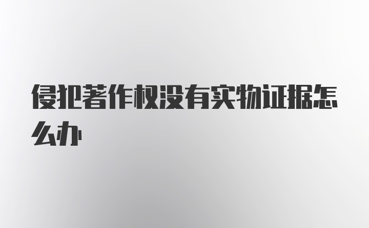 侵犯著作权没有实物证据怎么办