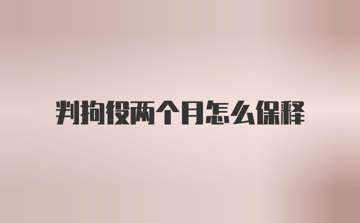 判拘役两个月怎么保释