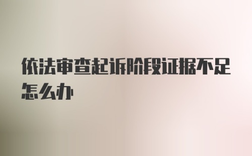 依法审查起诉阶段证据不足怎么办