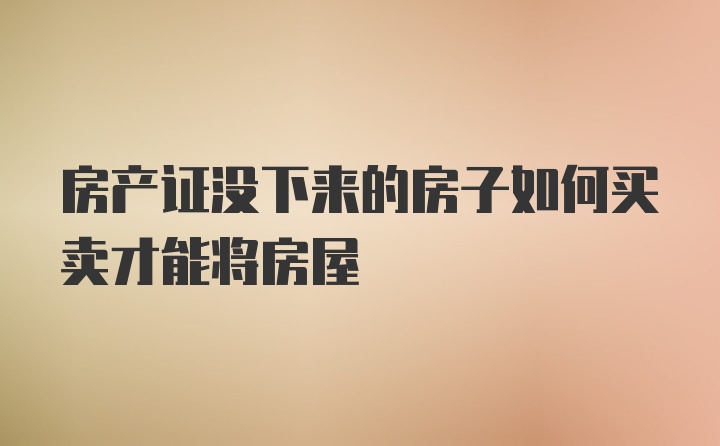 房产证没下来的房子如何买卖才能将房屋