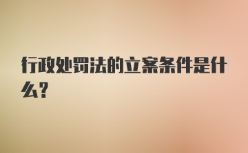 行政处罚法的立案条件是什么？