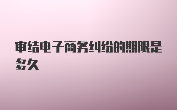 审结电子商务纠纷的期限是多久