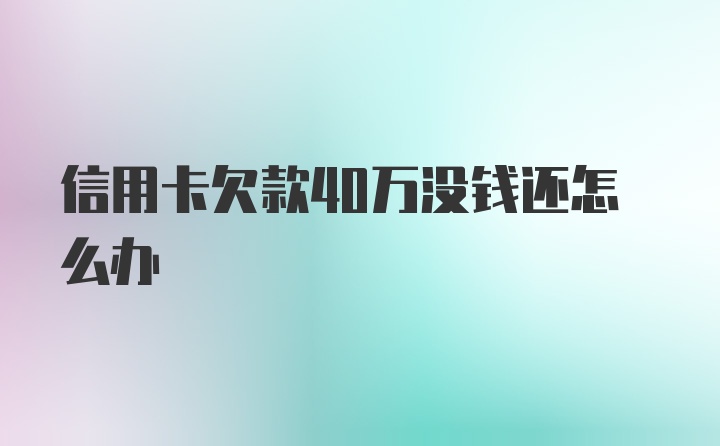 信用卡欠款40万没钱还怎么办