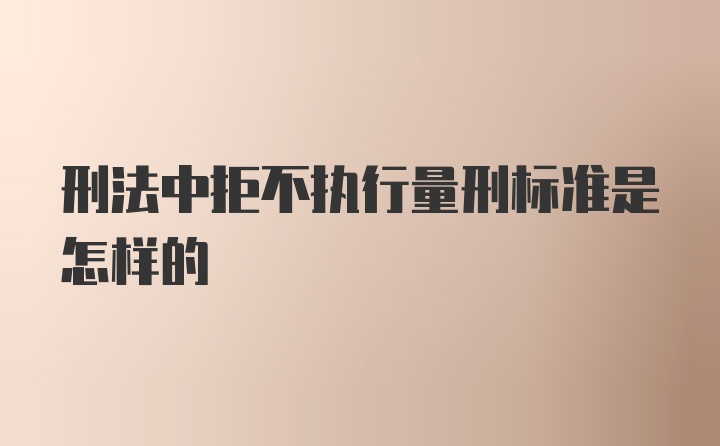 刑法中拒不执行量刑标准是怎样的