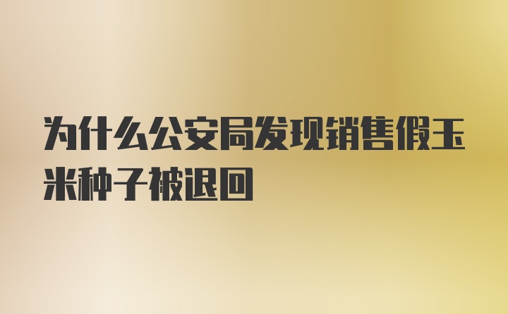 为什么公安局发现销售假玉米种子被退回