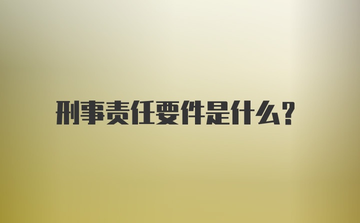 刑事责任要件是什么？