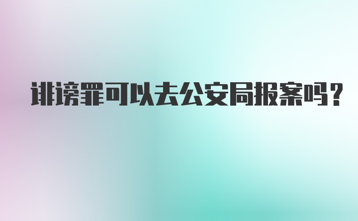 诽谤罪可以去公安局报案吗？